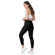 Basics - Black Crossover leggings with White Stitch