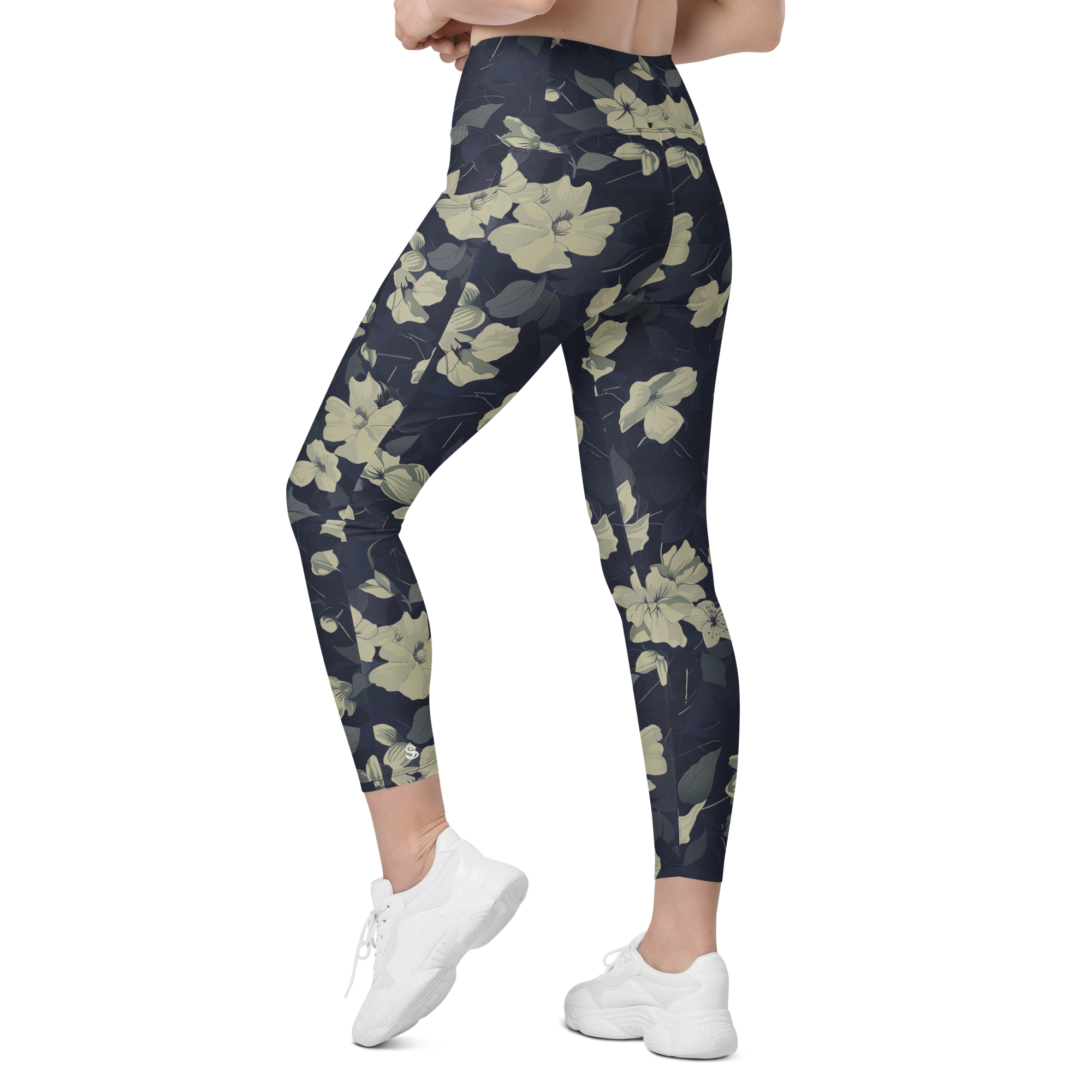 Blossom Floral Gold Crossover Leggings