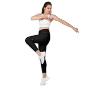 Basics - Black Crossover leggings with White Stitch