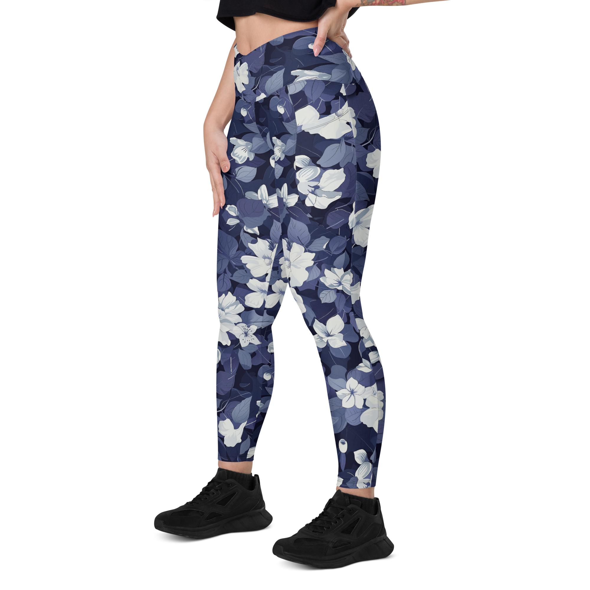 Blossom Floral Navy Crossover Leggings