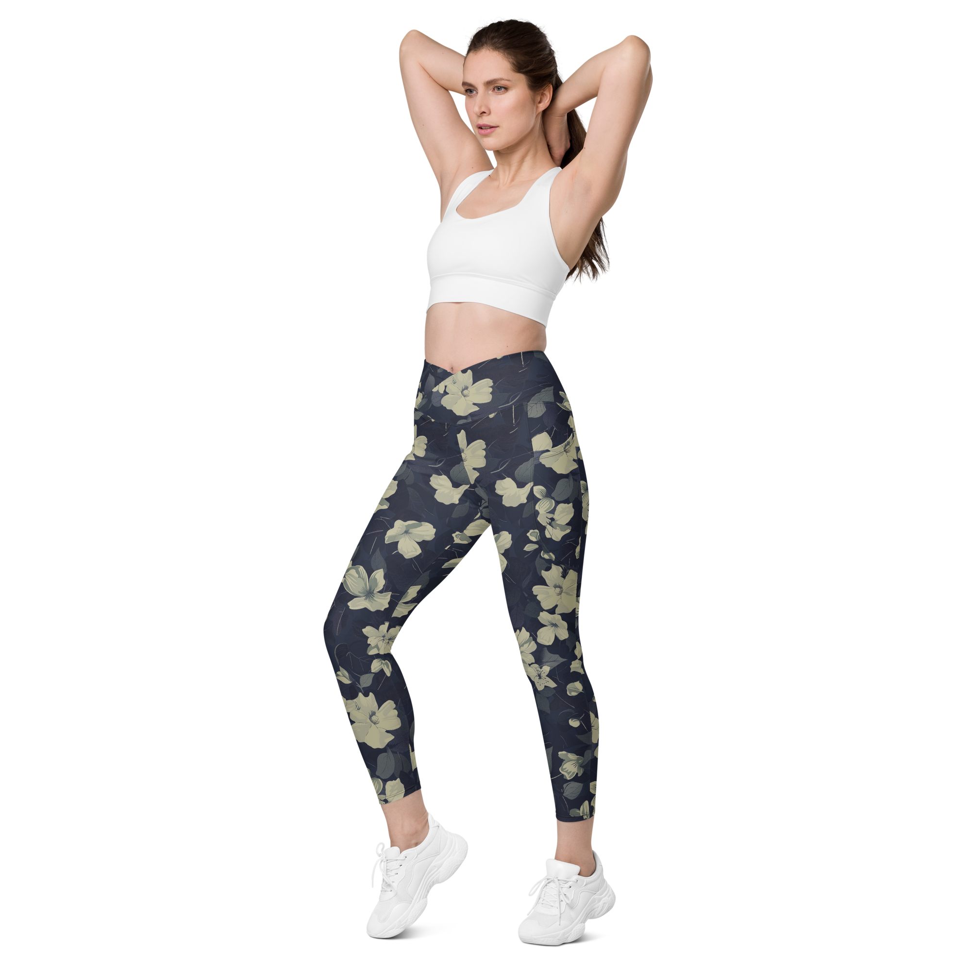 Blossom Floral Gold Crossover Leggings