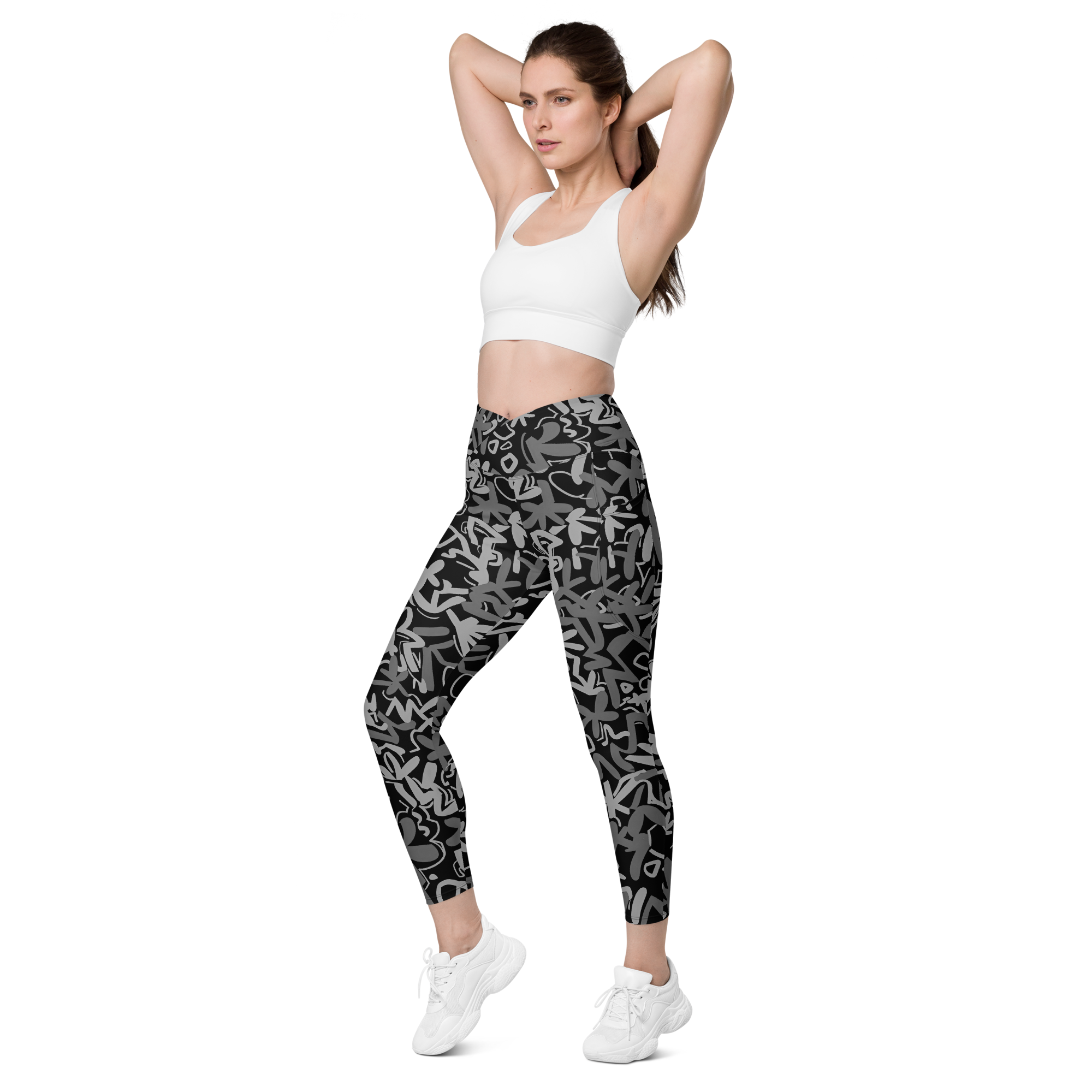 Fleur Black Crossover Leggings