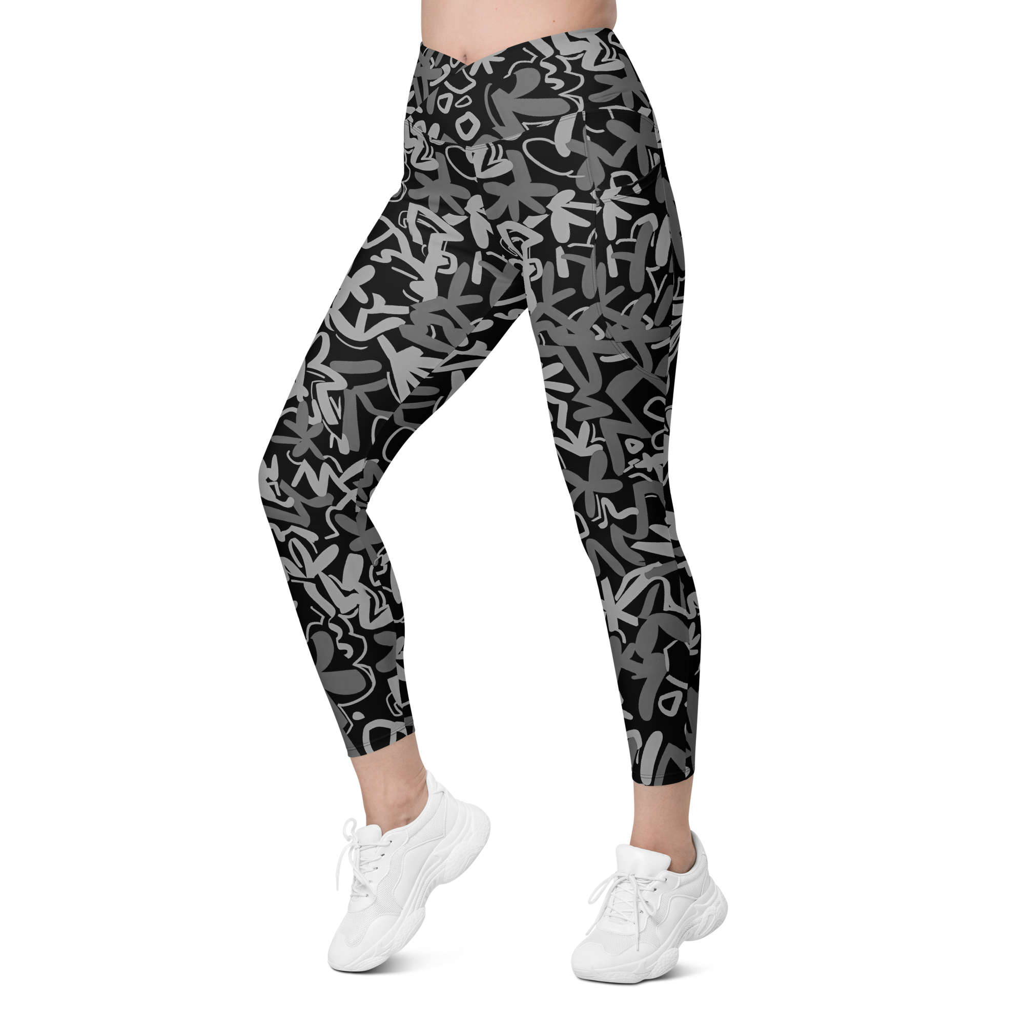 Fleur Black Crossover Leggings