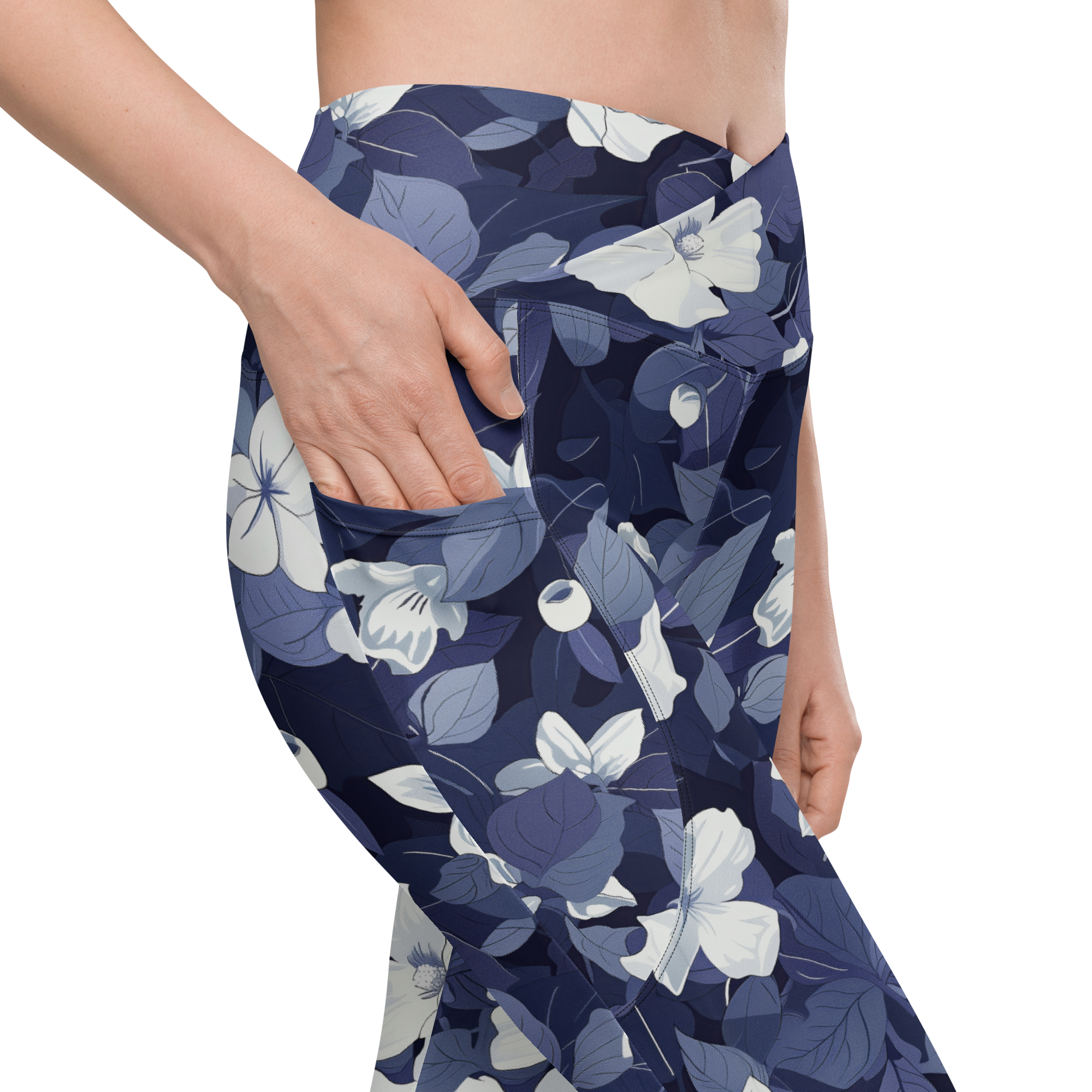 Blossom Floral Navy Crossover Leggings