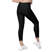 Basics - Black Crossover leggings with White Stitch