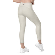 Basics - Bone Crossover Leggings with Black Stitch