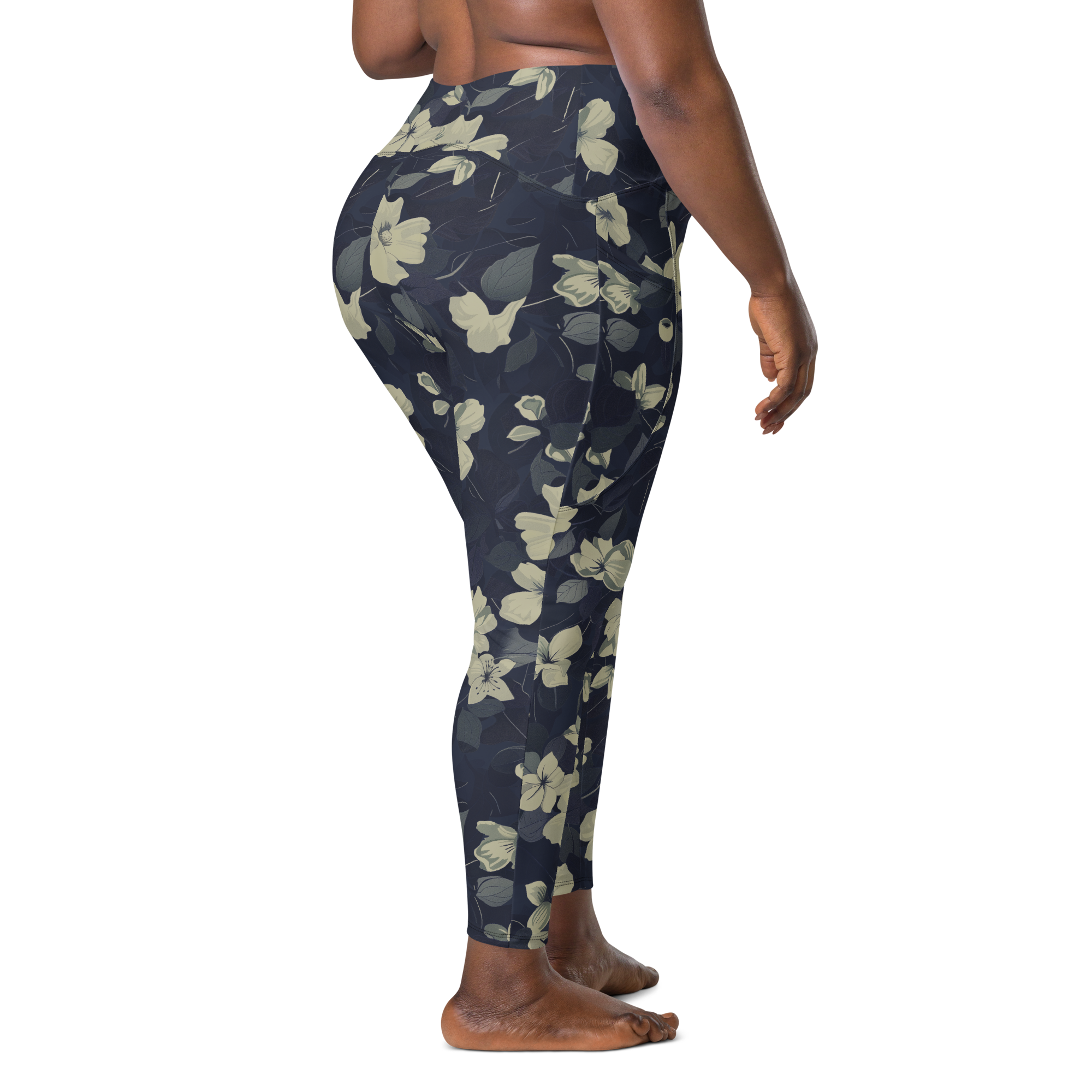 Blossom Floral Gold Crossover Leggings