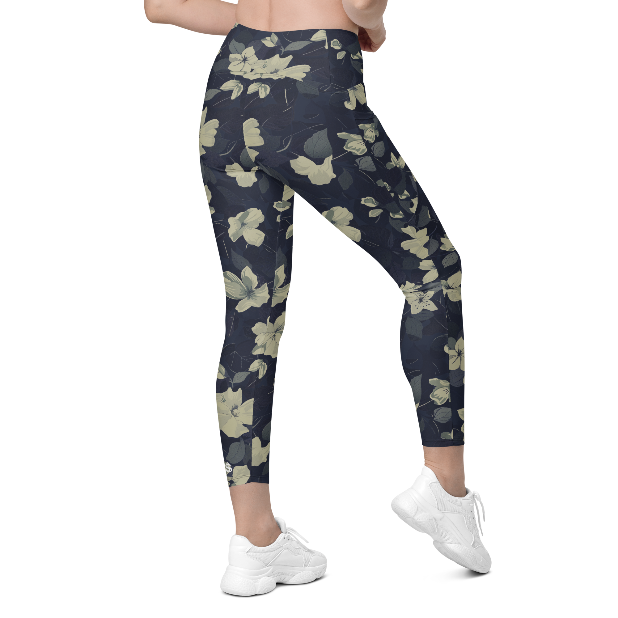 Blossom Floral Gold Crossover Leggings