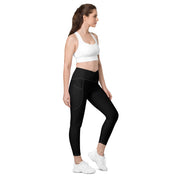 Basics - Black Crossover leggings with White Stitch