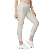 Basics - Bone Crossover Leggings with Black Stitch