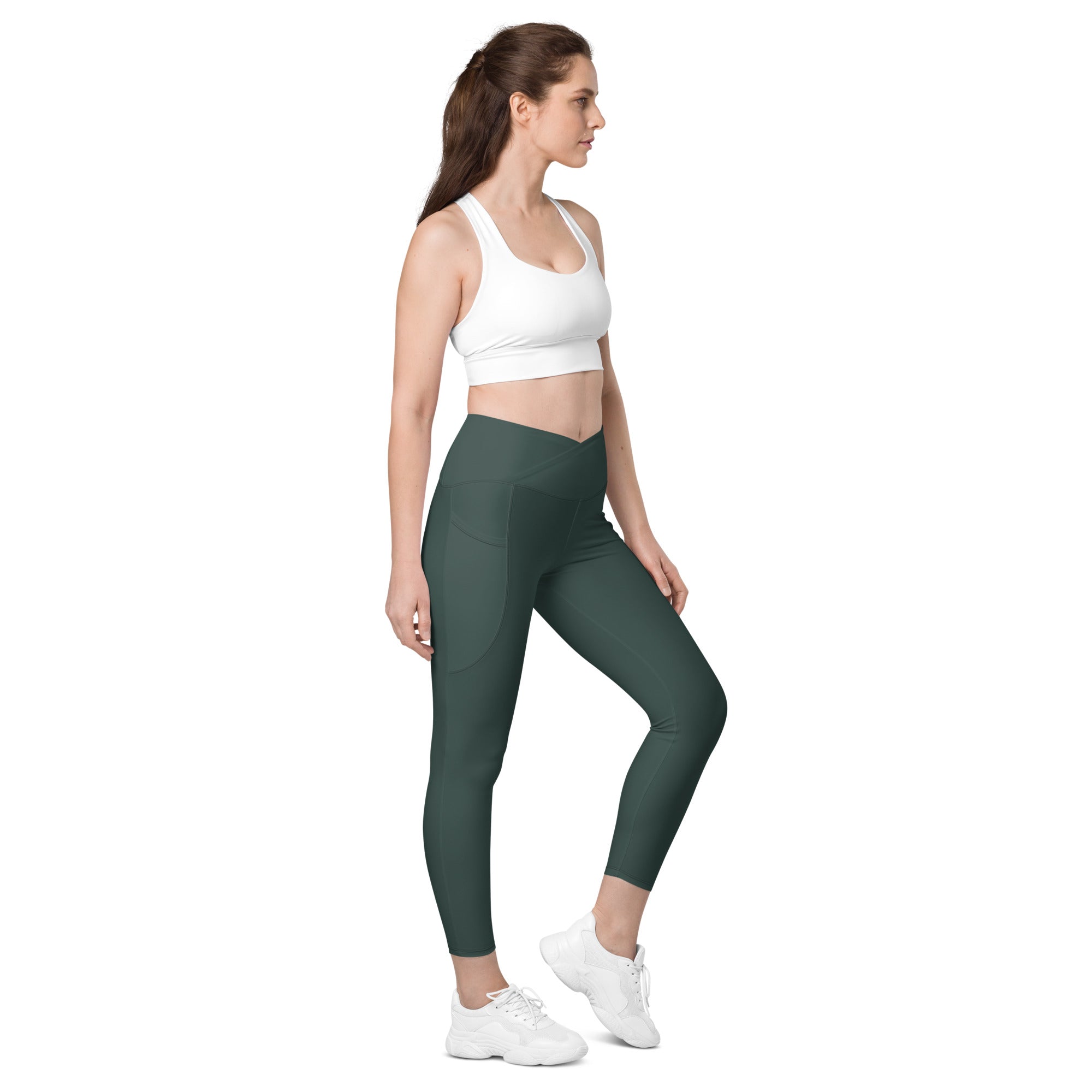 Basics - Green Crossover Leggings