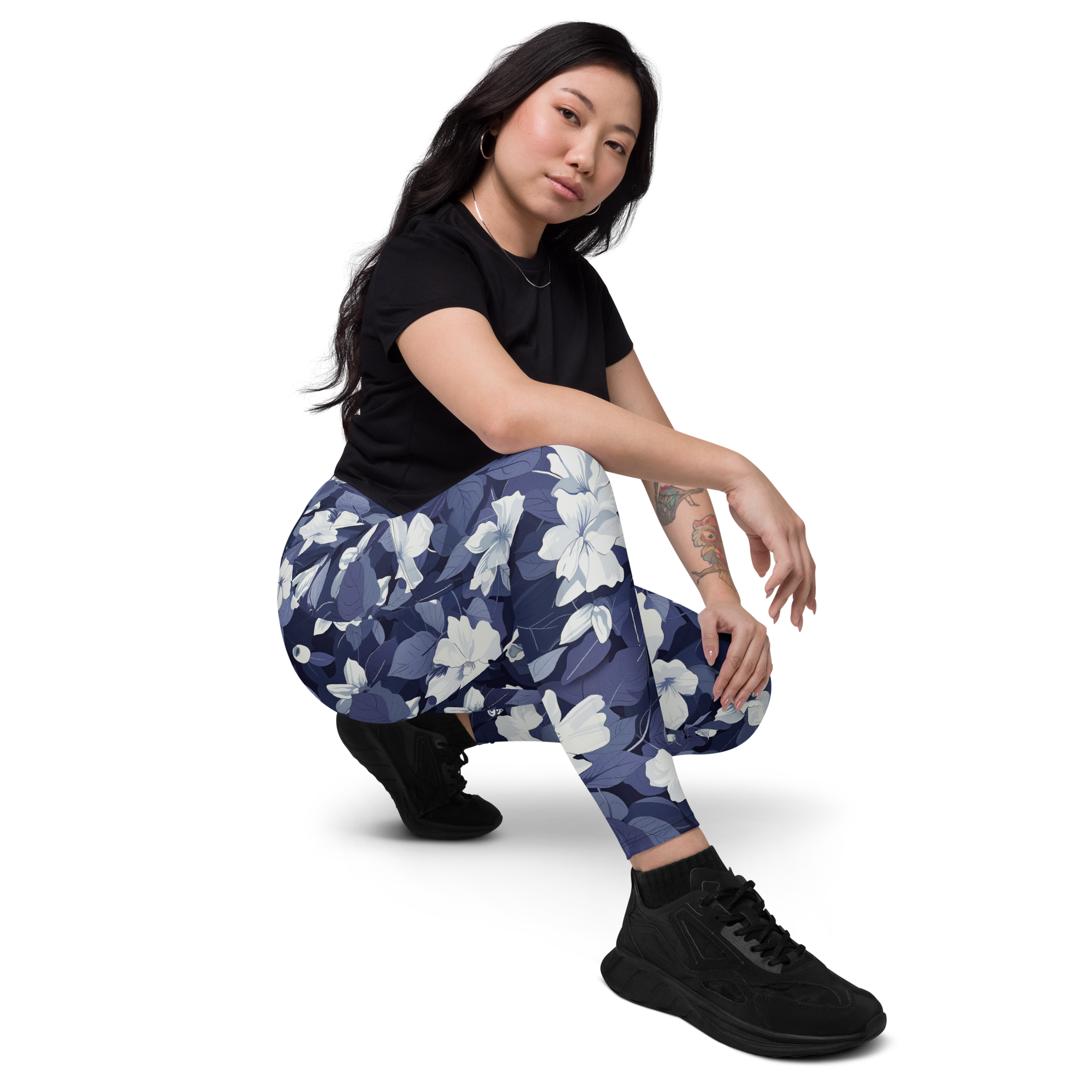 Blossom Floral Navy Crossover Leggings