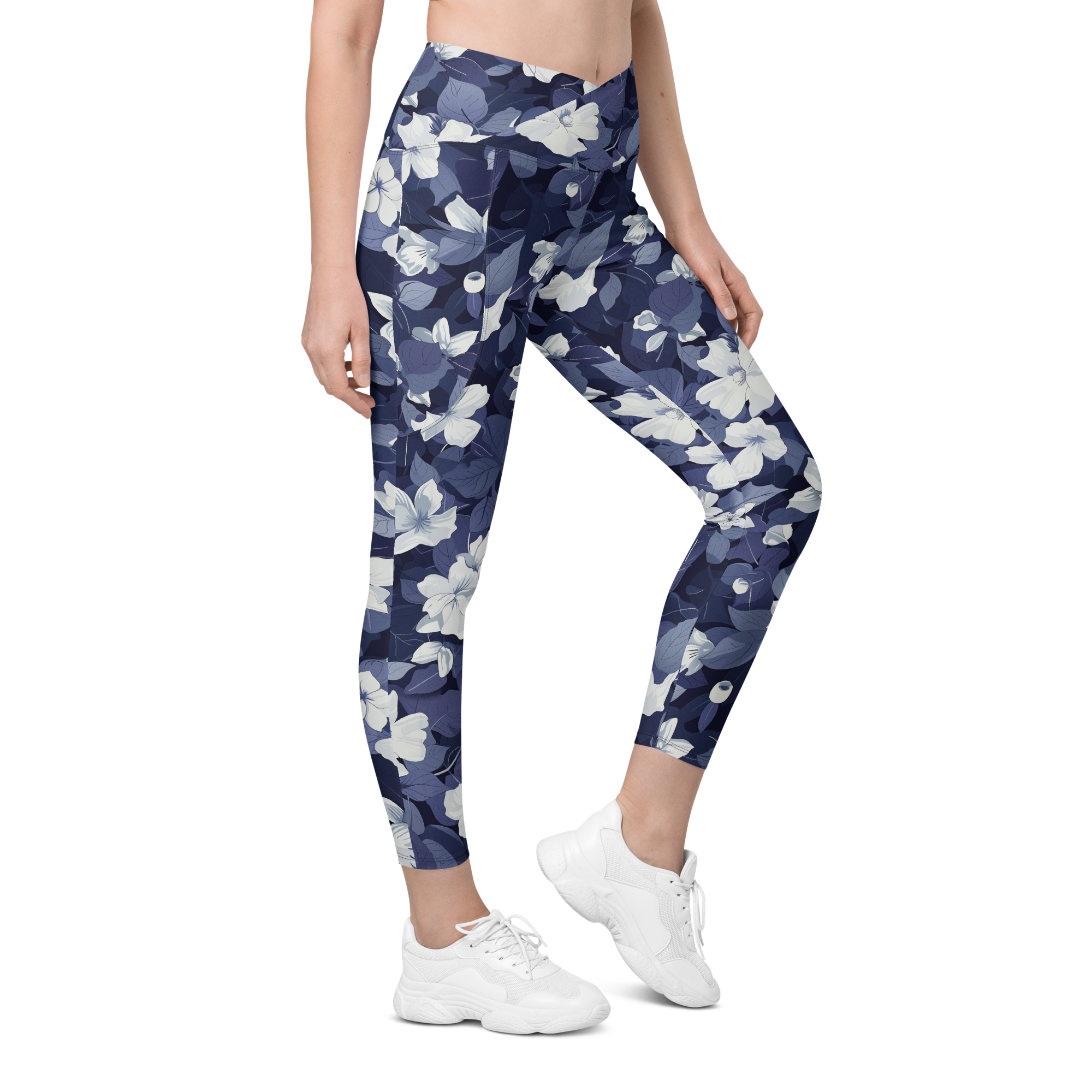 Blossom Floral Navy Crossover Leggings