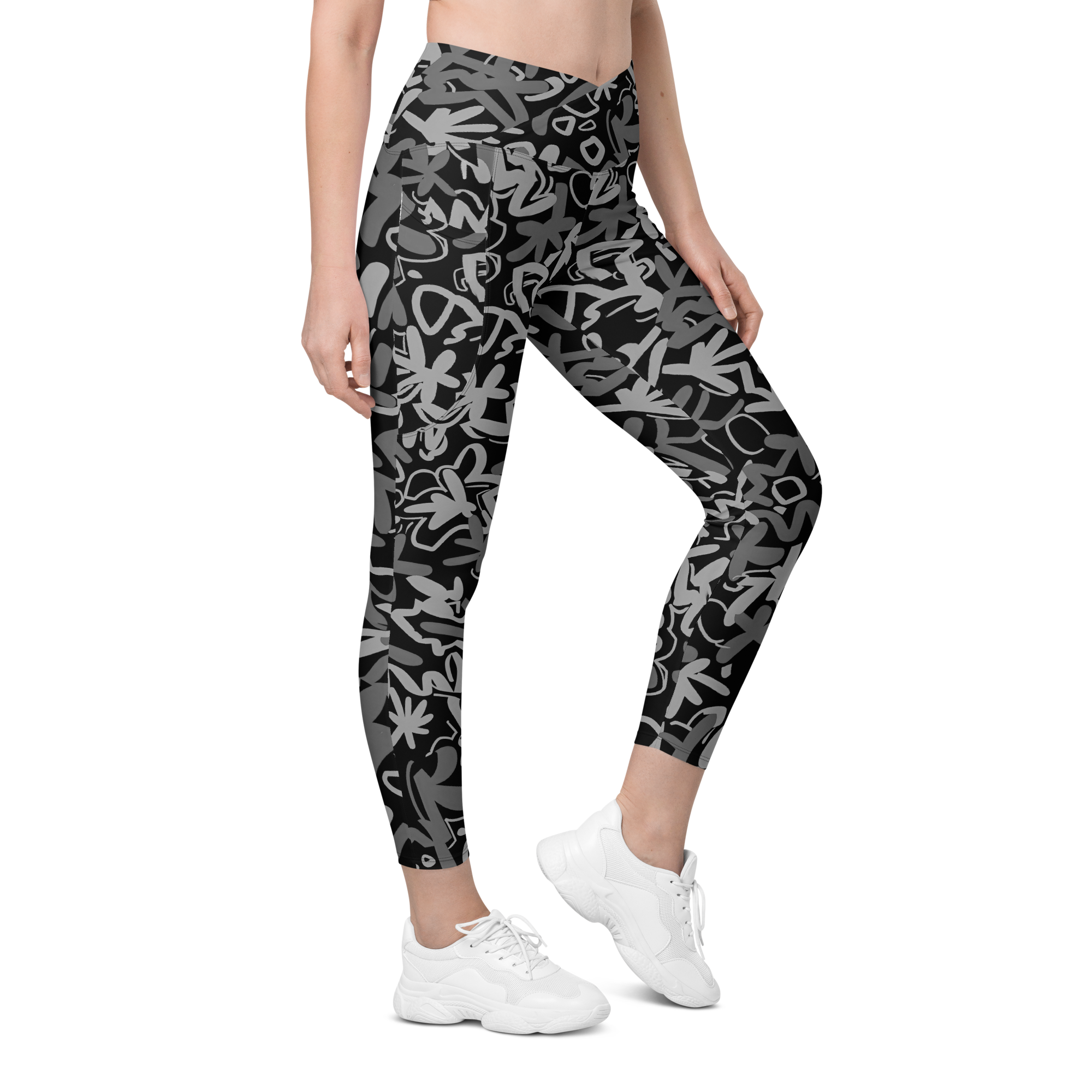 Fleur Black Crossover Leggings