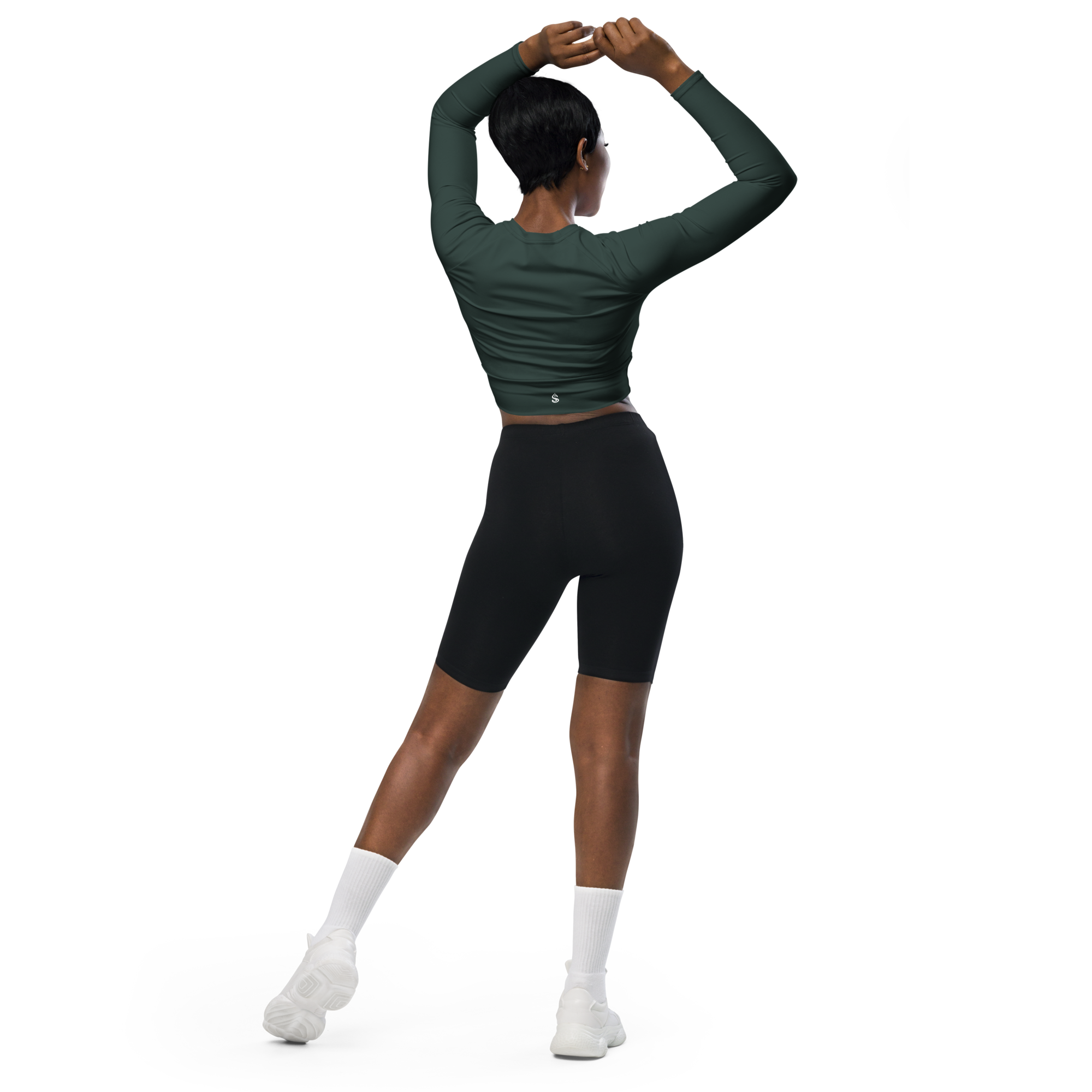 Basics - Green Long Sleeve Crop Top