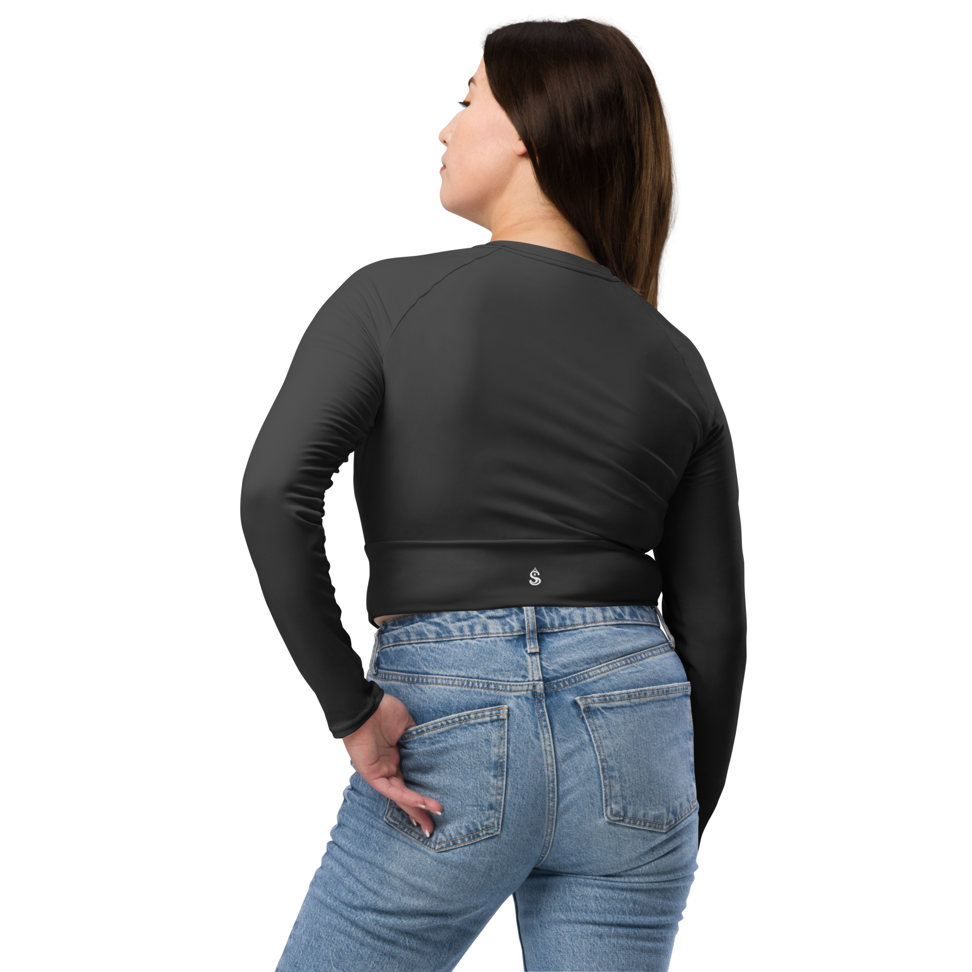 Basics - Anthracite Long Sleeve Crop Top