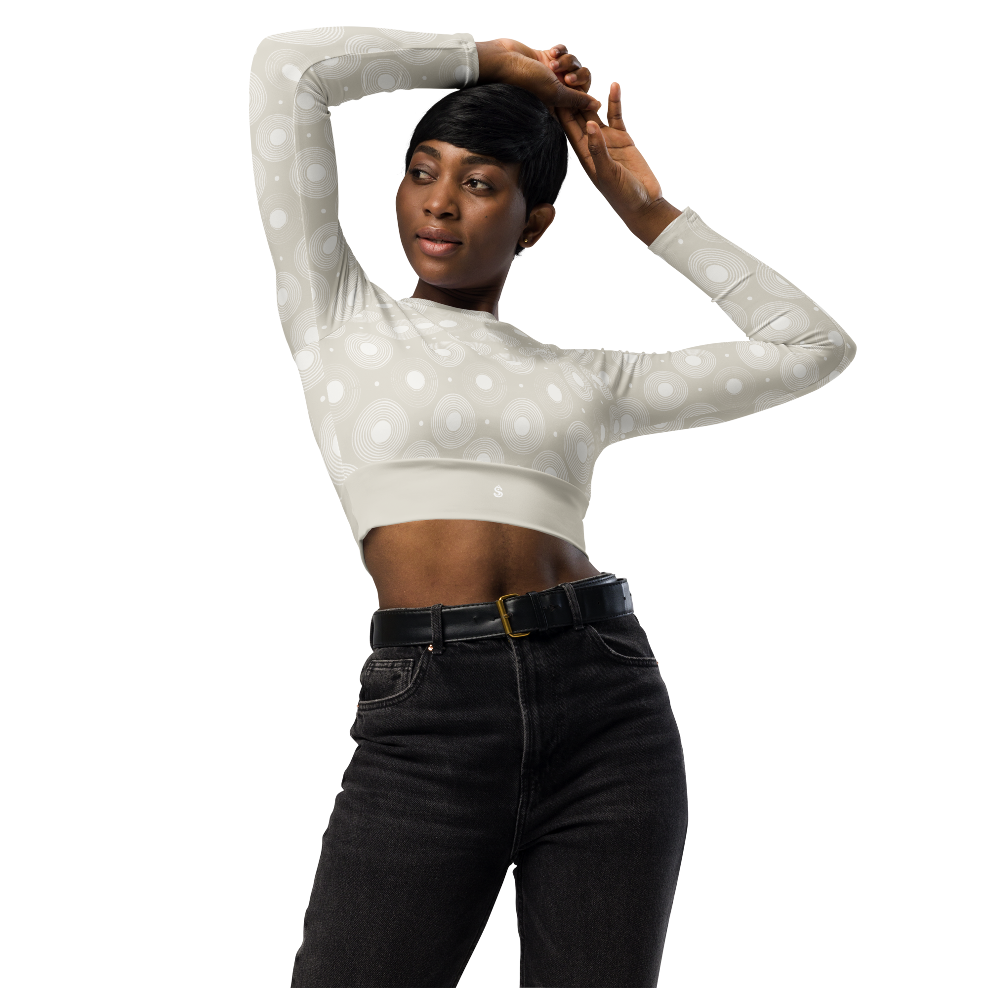 Circle - Bone Long Sleeve Crop Top