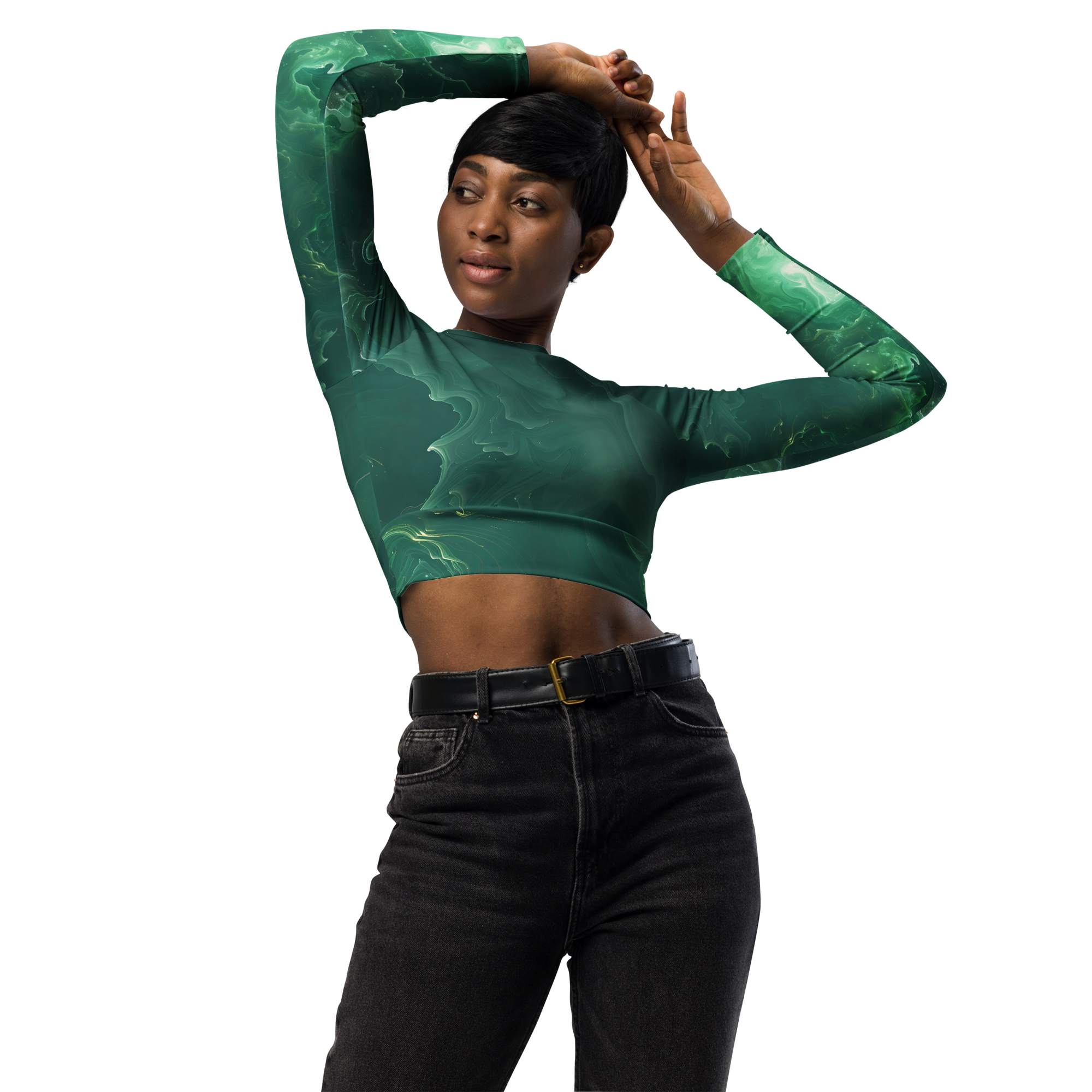 Awaken - Green Long Sleeve Crop Top