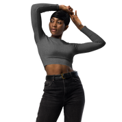 Heather Dark Grey Long Sleeve Crop Top