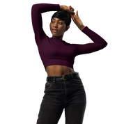 Basics - Eggplant Long Sleeve Crop Top