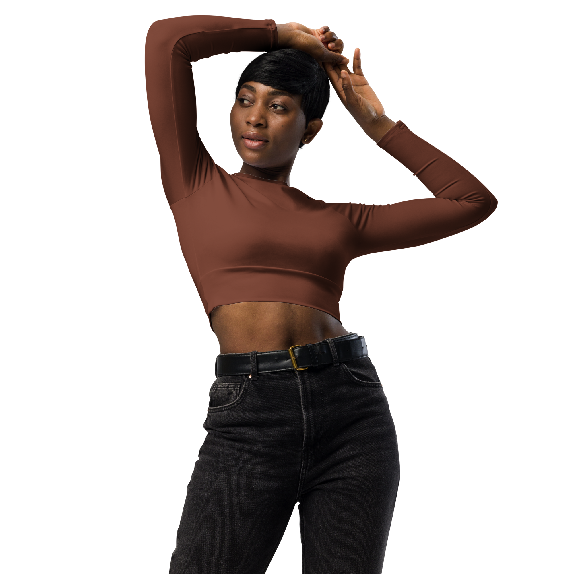 Basics - Terracotta Long Sleeve Crop Top