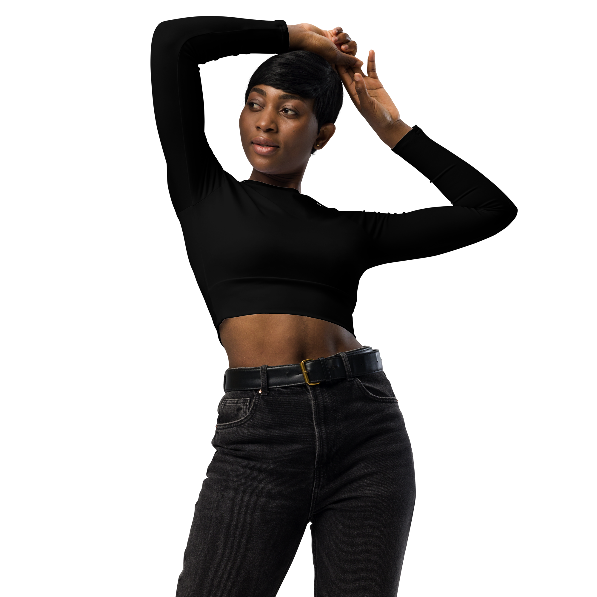 Basics - Black Long Sleeve Crop Top