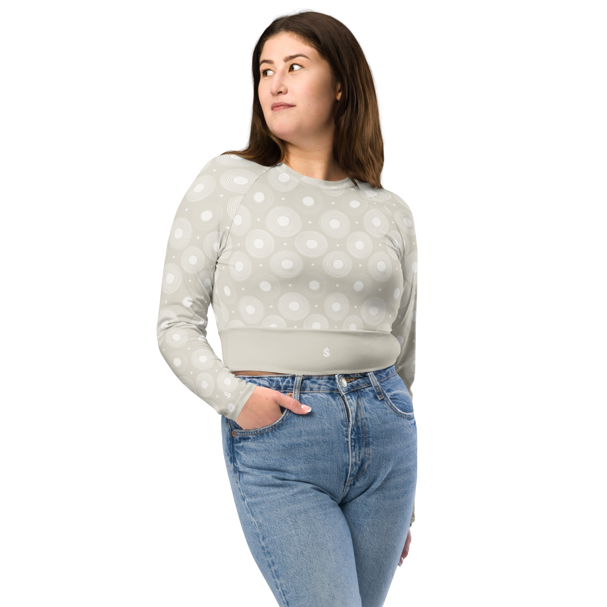 Circle - Bone Long Sleeve Crop Top