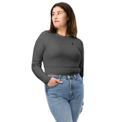 Heather Dark Grey Long Sleeve Crop Top