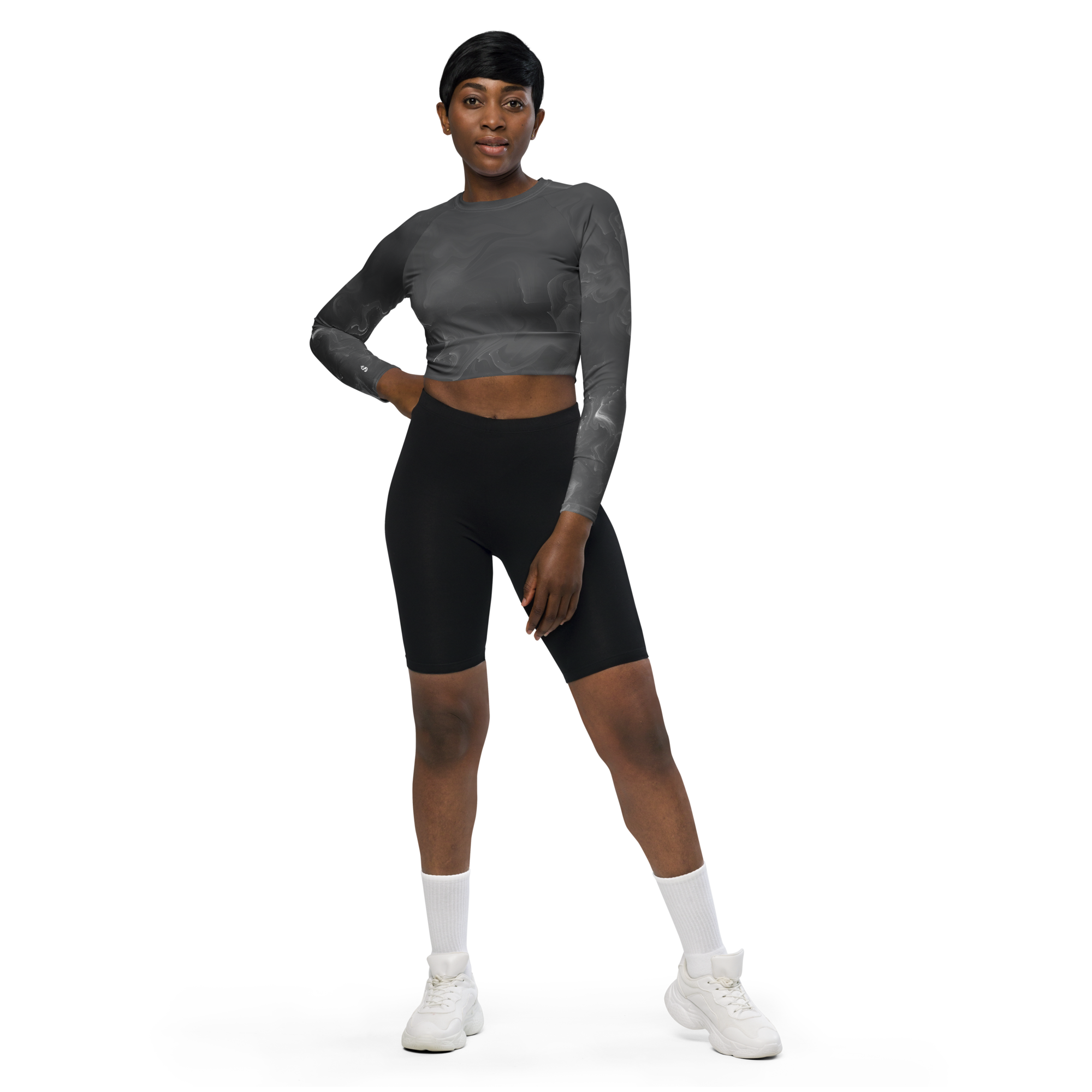 Awaken - Anthracite Long Sleeve Crop Top