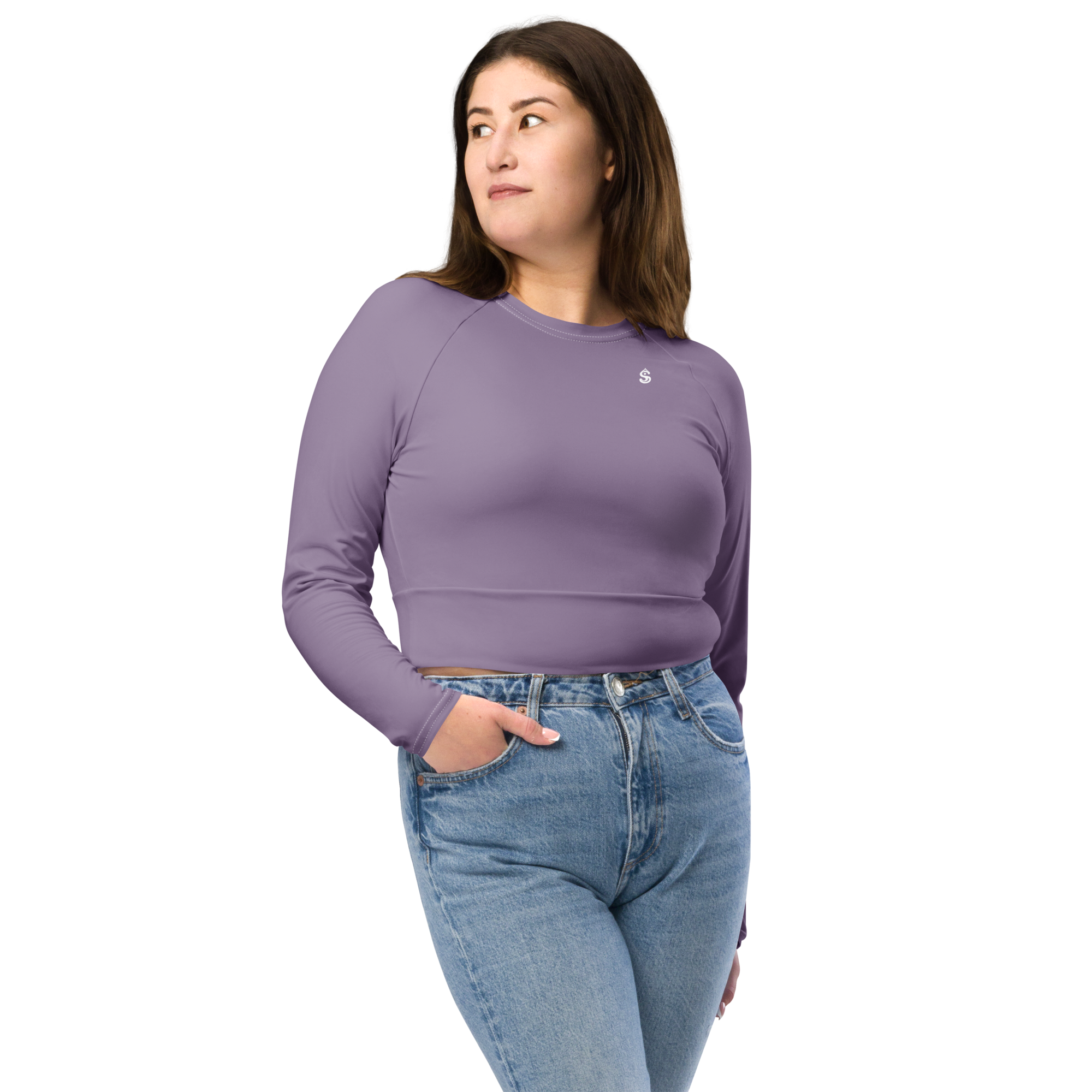 Basics - Lavender Long Sleeve Crop Top