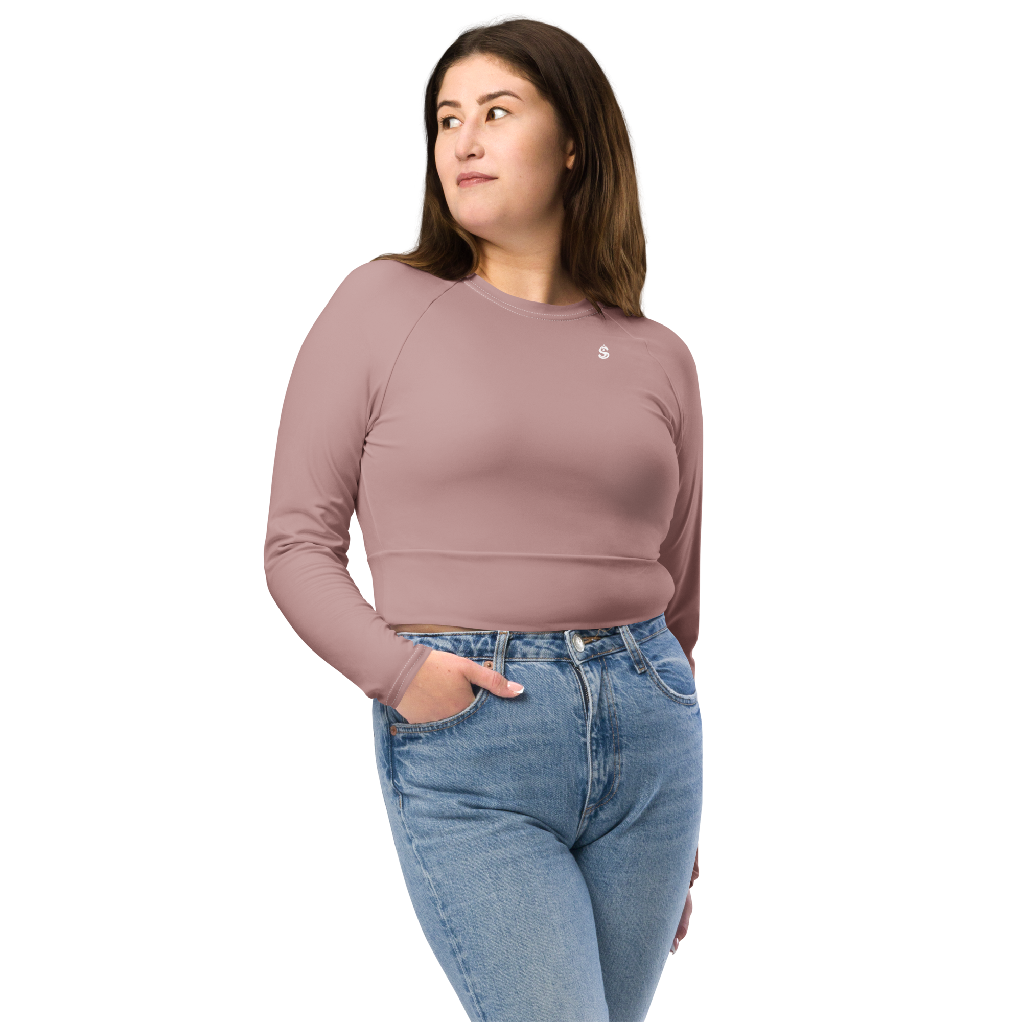 Basics - Rose Long Sleeve Crop Top