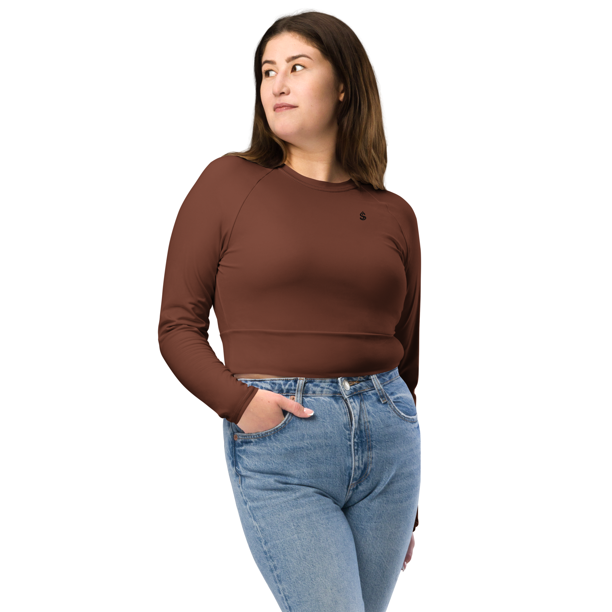 Basics - Terracotta Long Sleeve Crop Top