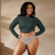 Basics - Green Long Sleeve Crop Top