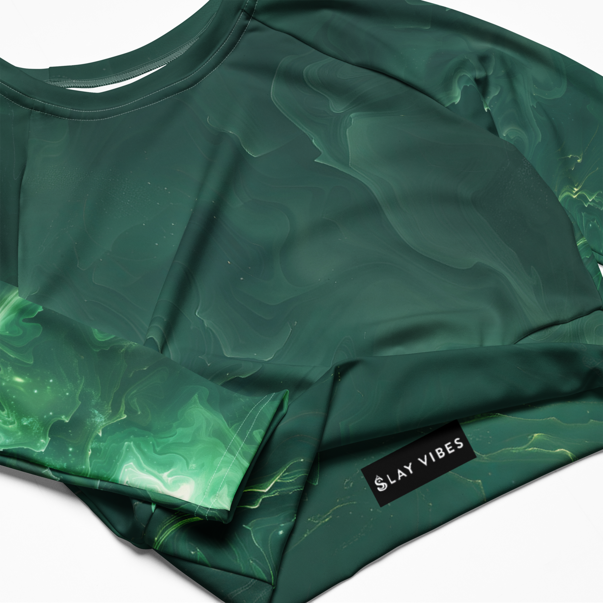 Awaken - Green Long Sleeve Crop Top