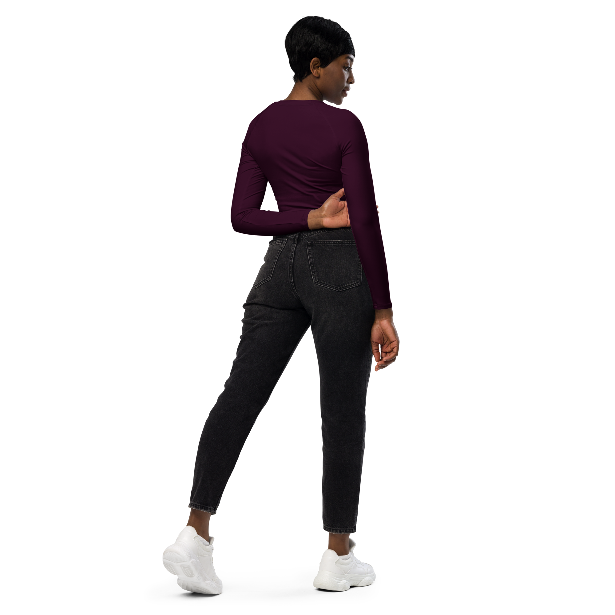 Basics - Eggplant Long Sleeve Crop Top