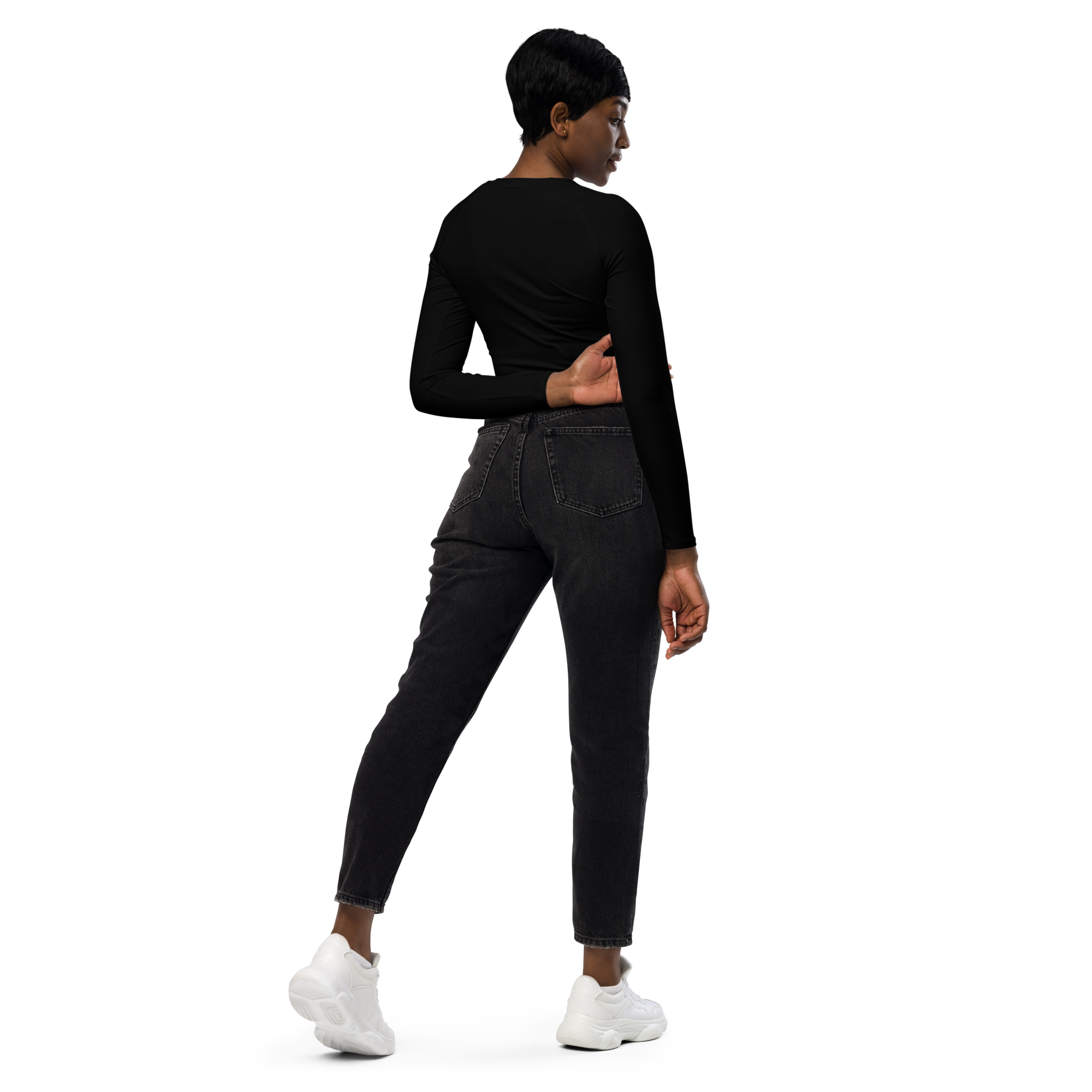 Basics - Black Long Sleeve Crop Top