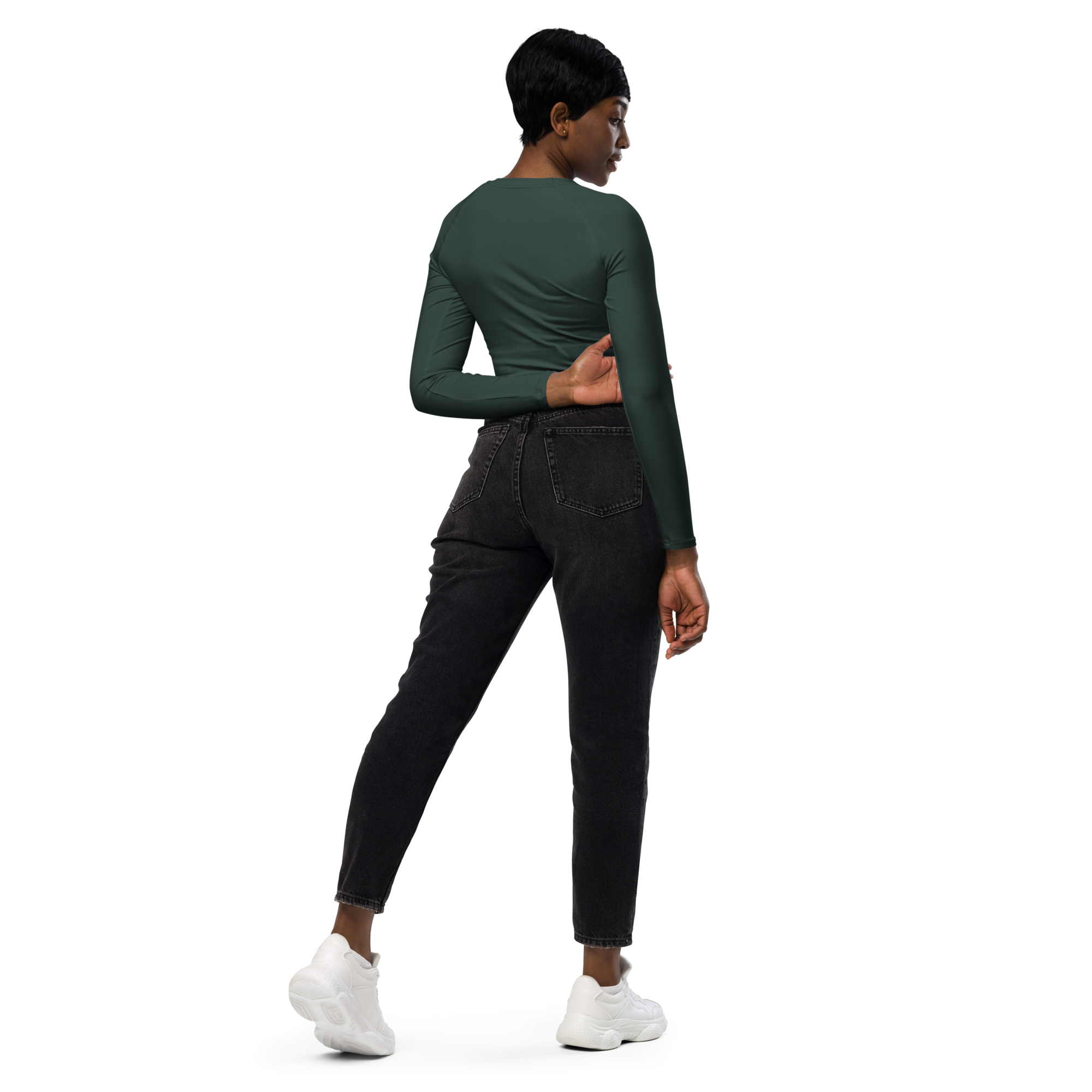 Basics - Green Long Sleeve Crop Top