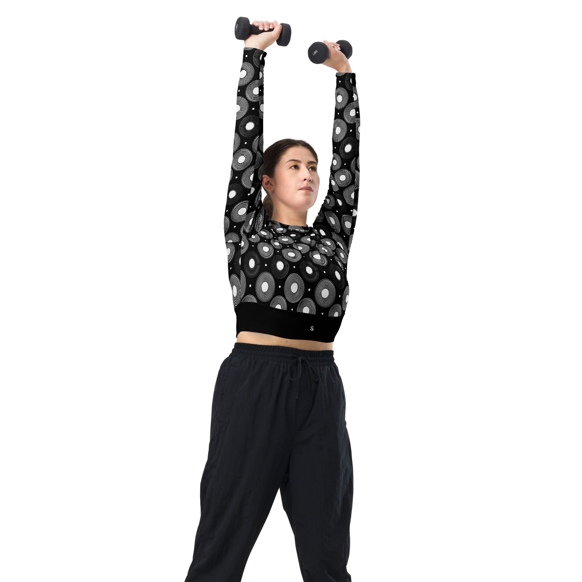 Circle - Black Long Sleeve Crop Top