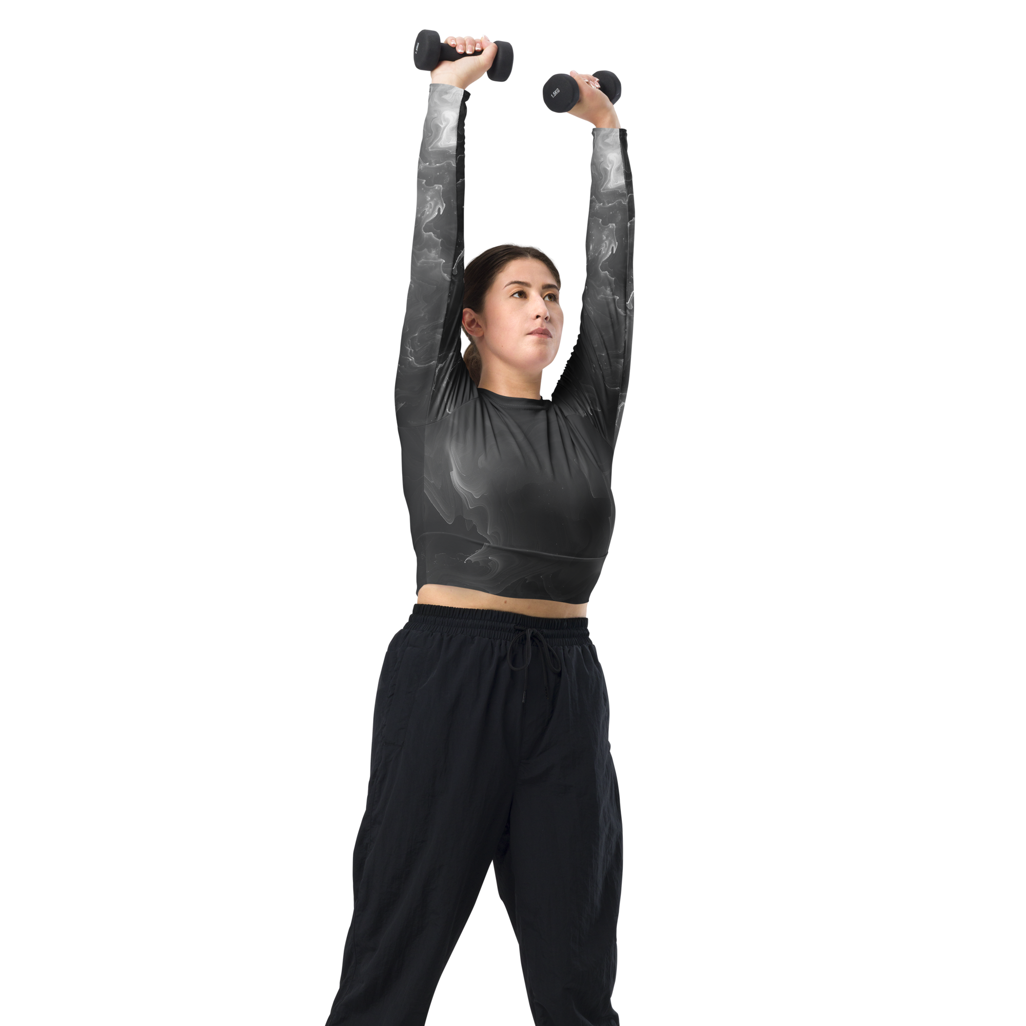 Awaken - Anthracite Long Sleeve Crop Top