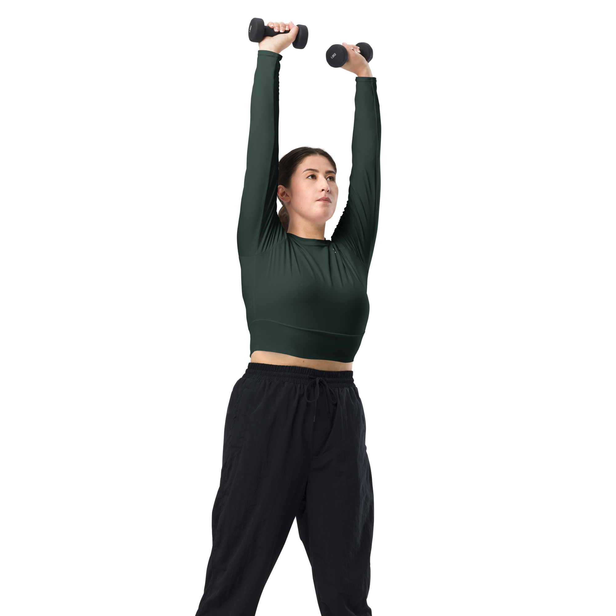 Basics - Green Long Sleeve Crop Top