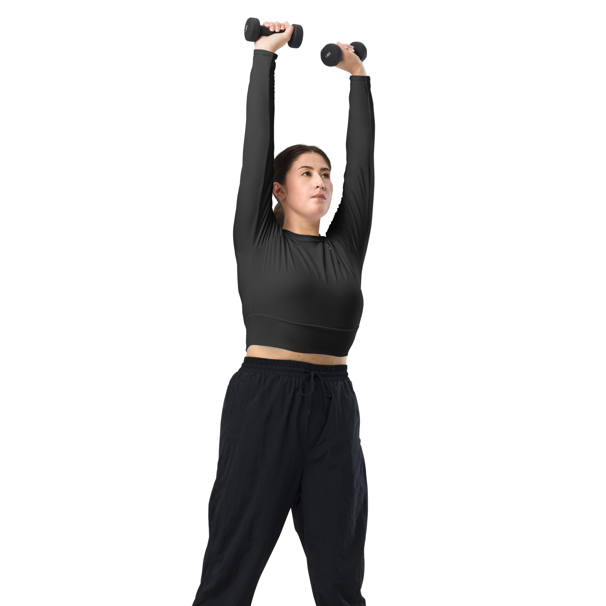 Basics - Anthracite Long Sleeve Crop Top