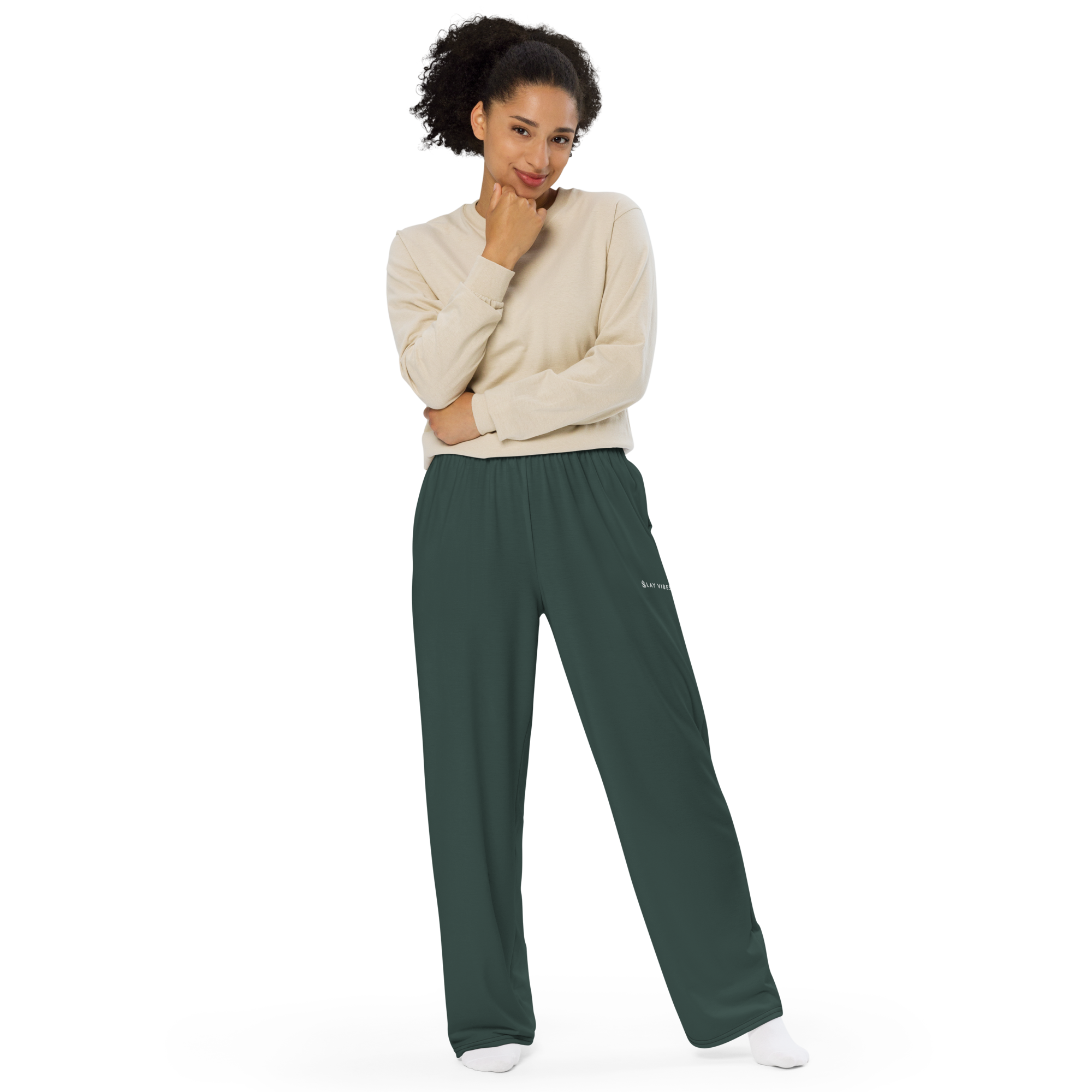 Basics - Green Wide Leg Pants