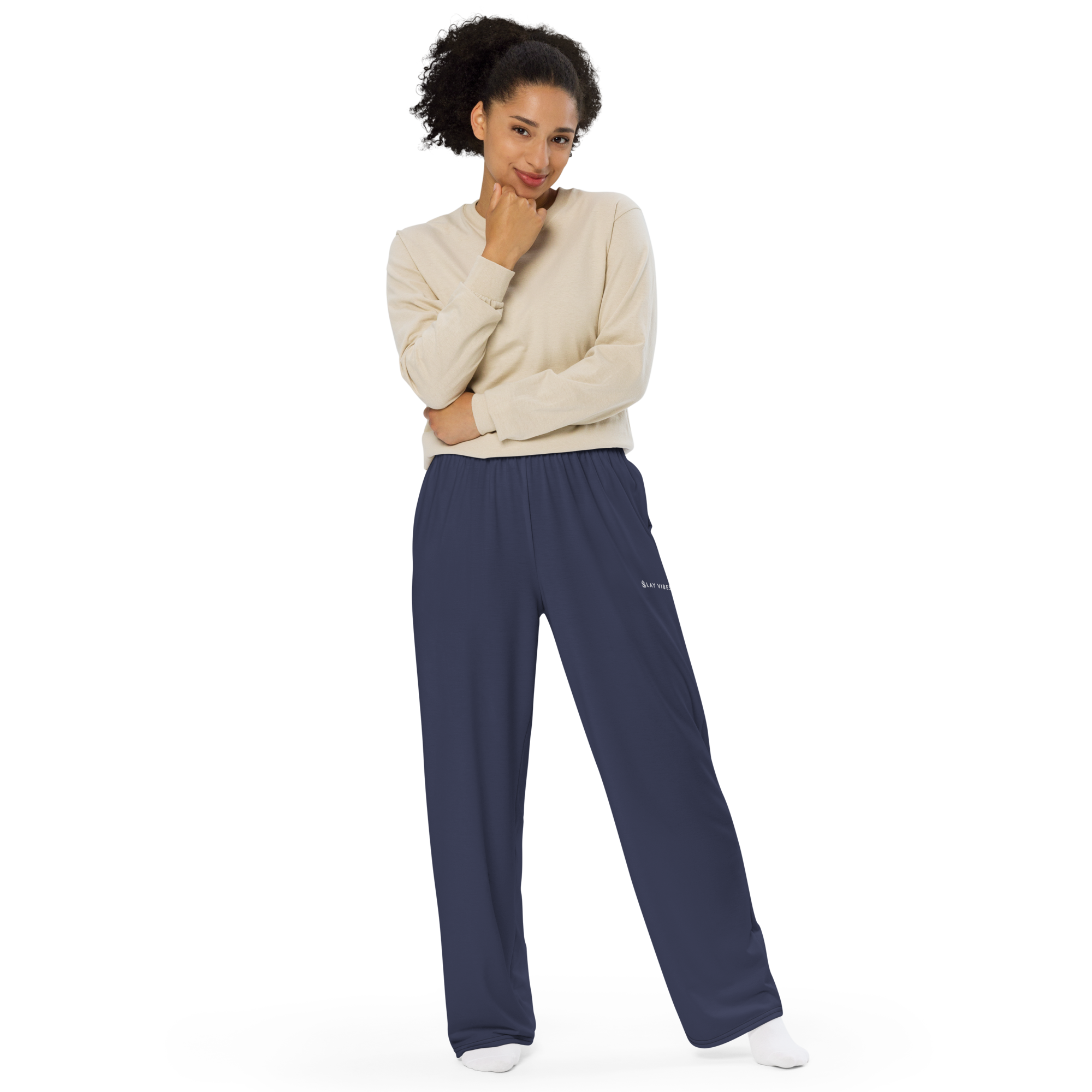 Basics - Navy Wide Leg Pants