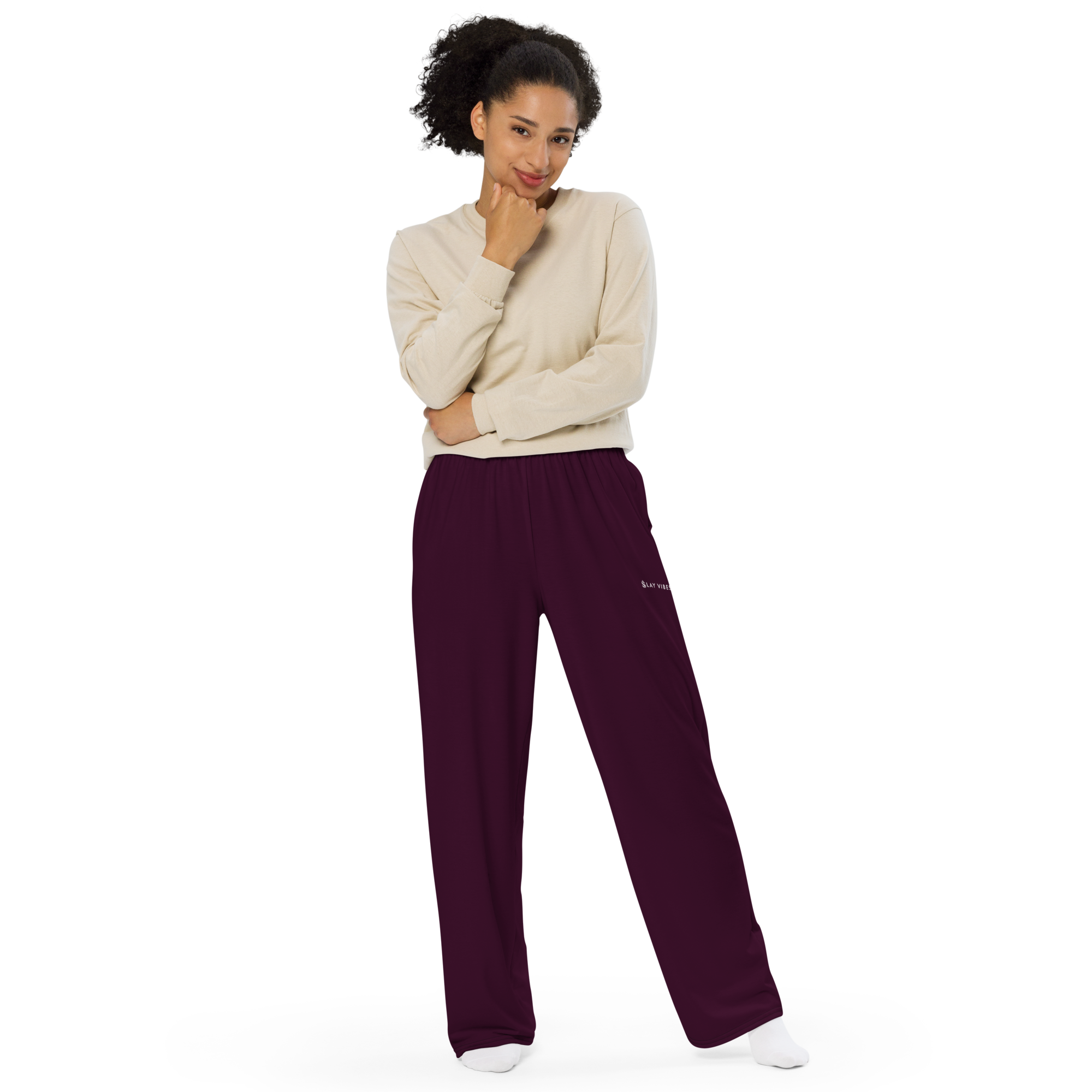 Basics - Eggplant Wide Leg Pants