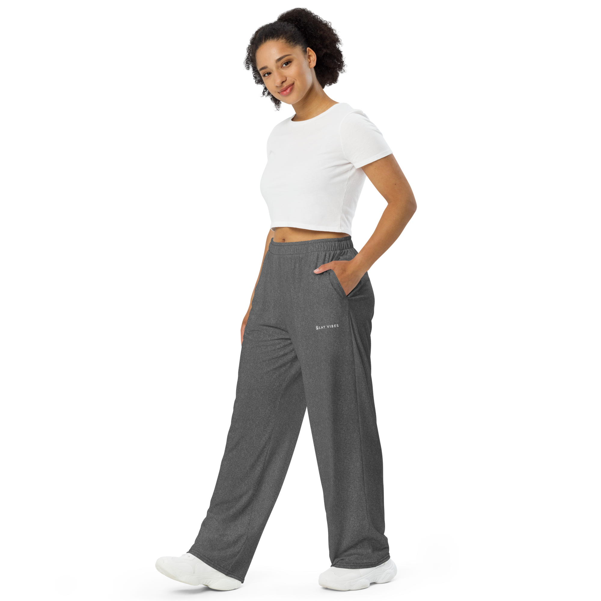 Basics - Heather Dark Grey Wide Leg Pants