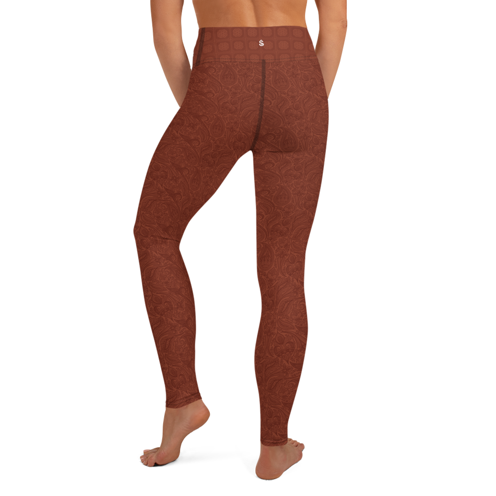 Paisley - Terracotta High-Waist Leggings