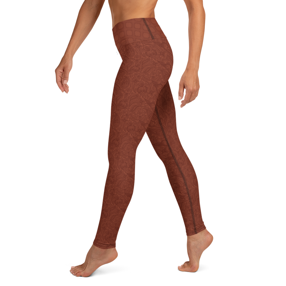 Paisley - Terracotta High-Waist Leggings