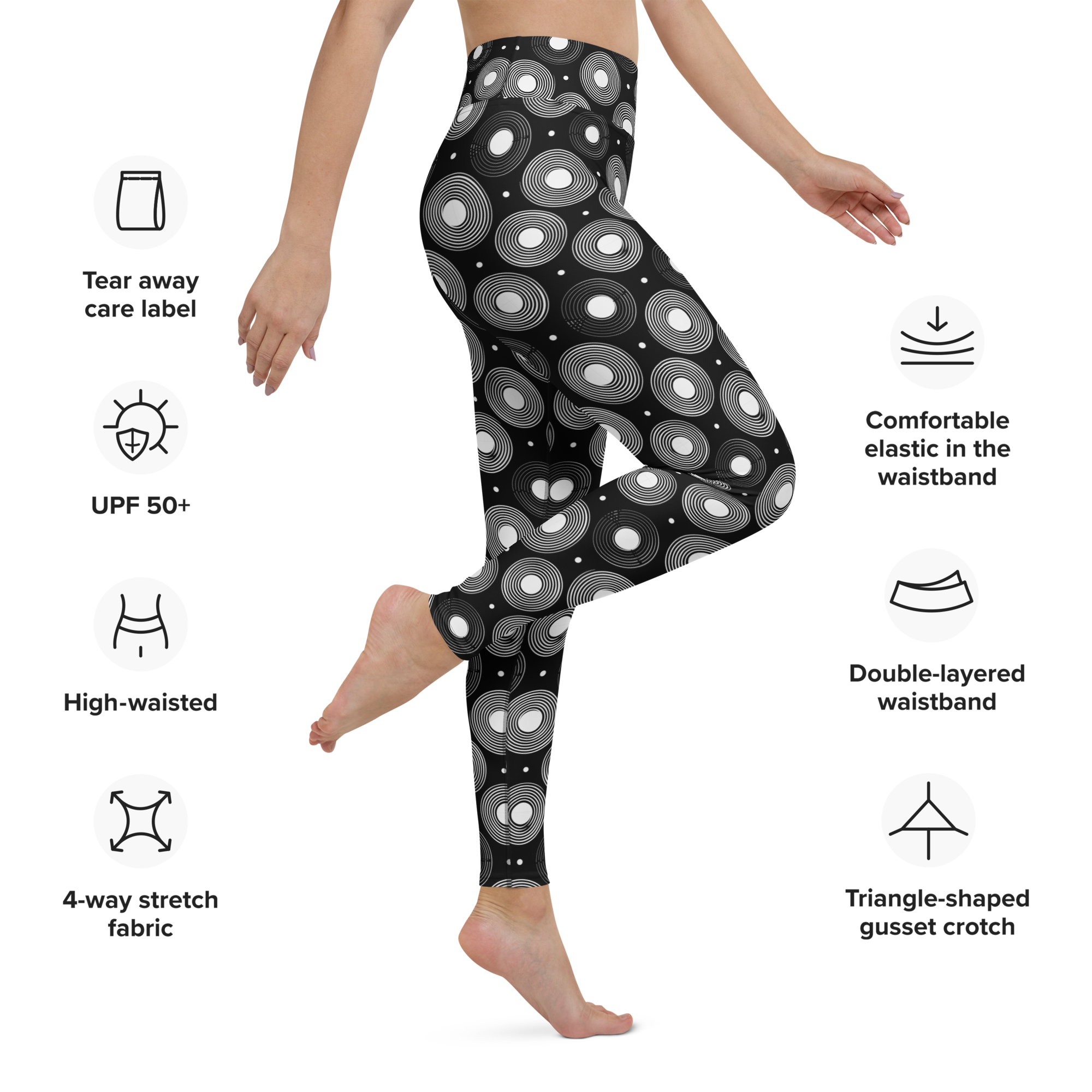 Infinite Circle - Black High-Waist Leggings