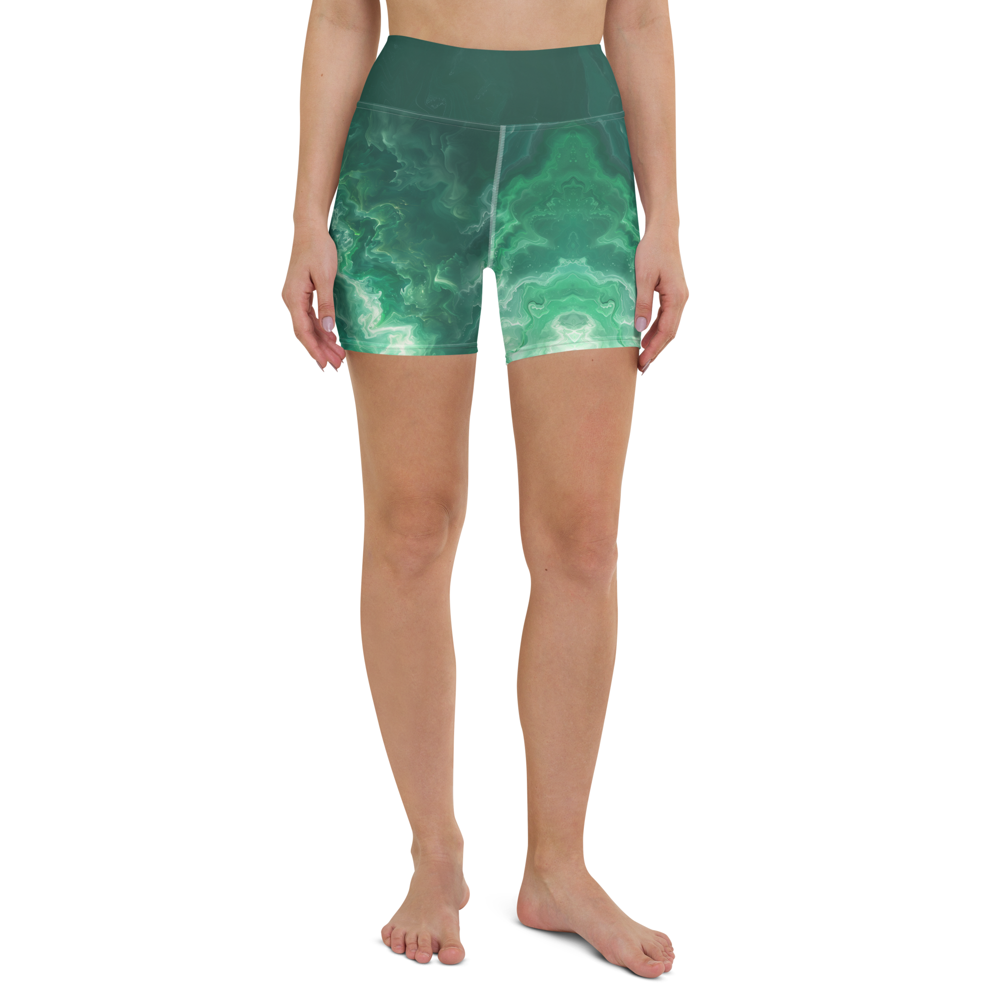 Awaken - Green High-Waist Biker Shorts