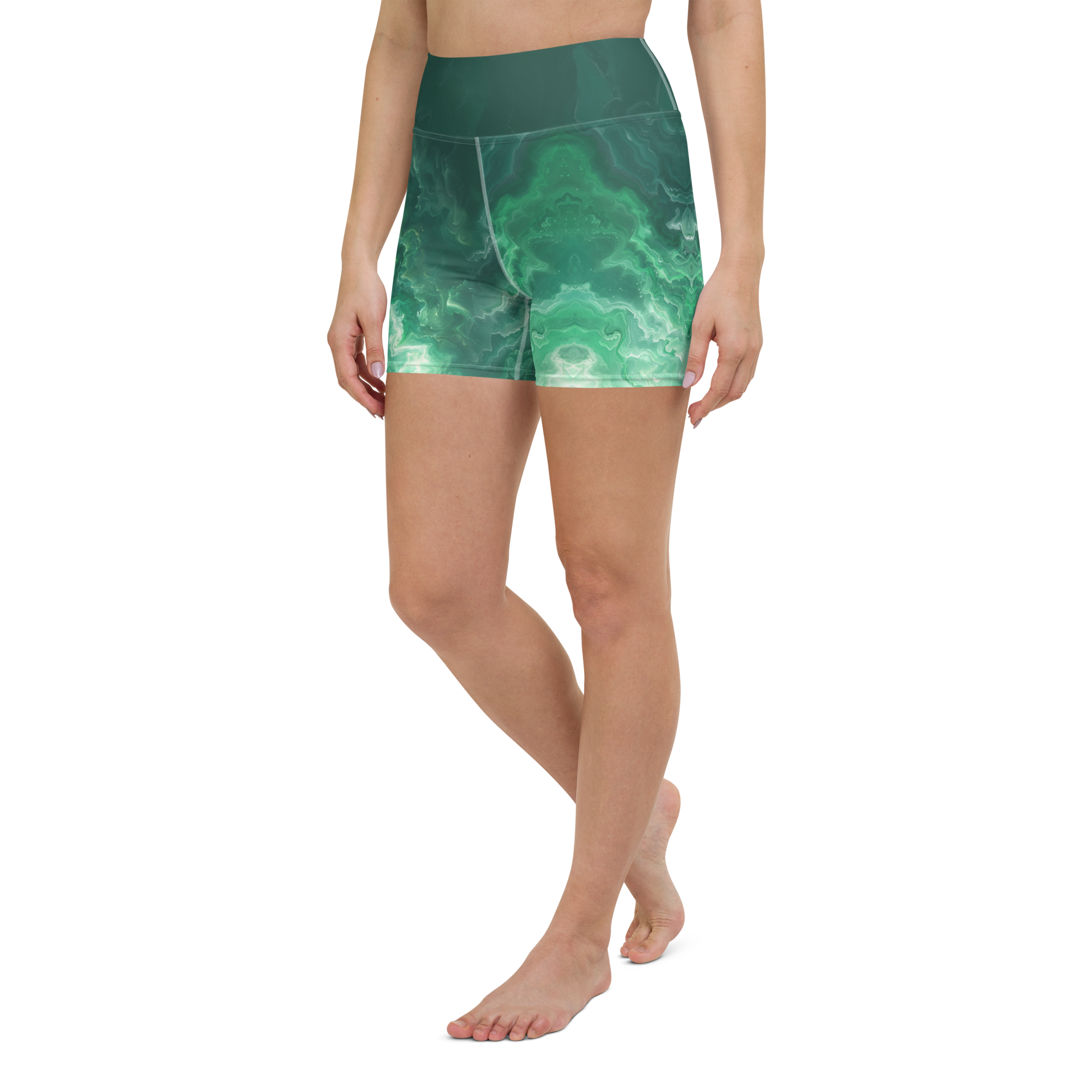 Awaken - Green High-Waist Biker Shorts